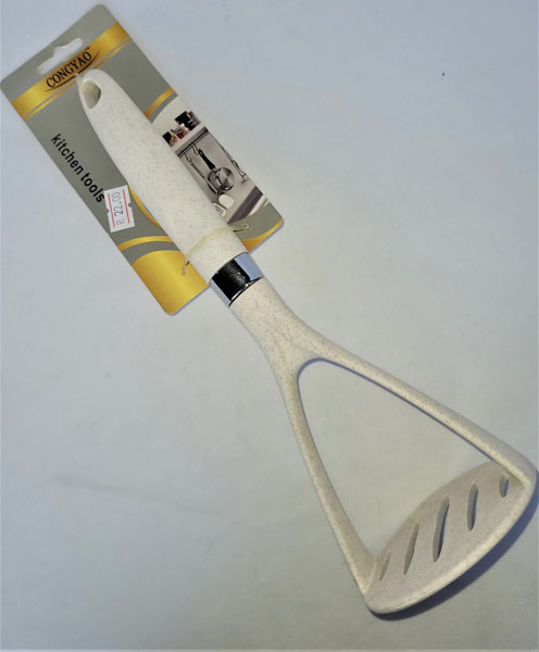 <span style='position: fixed;top: 500px;left: calc( 550px + (100vw - 600px)/2);'></span>
<table width='100%' border='0'>
  <tr>
    <td style='padding: 5px;width: 70%;background-color:#ec0d0d;vertical-align: middle;font-size:35px;height: 102px;border-radius: 20px;'>Congyao Kitchen Tools Potato Masher</td>
    <td class='watch' align='center' style='position: fixed; background-image:url(assets/price.png);background-size: cover;
    font-size: 45px;
    top: 645px;
    left: calc( 460px + (100vw - 600px)/2);
    width: 245px;
    height: 200px;
    text-align: -webkit-center;
    vertical-align: middle;'><div style='padding-top: 90px;transform: rotate(7deg);'><span>22.00  R</span></div></td>    
  </tr>
</table>