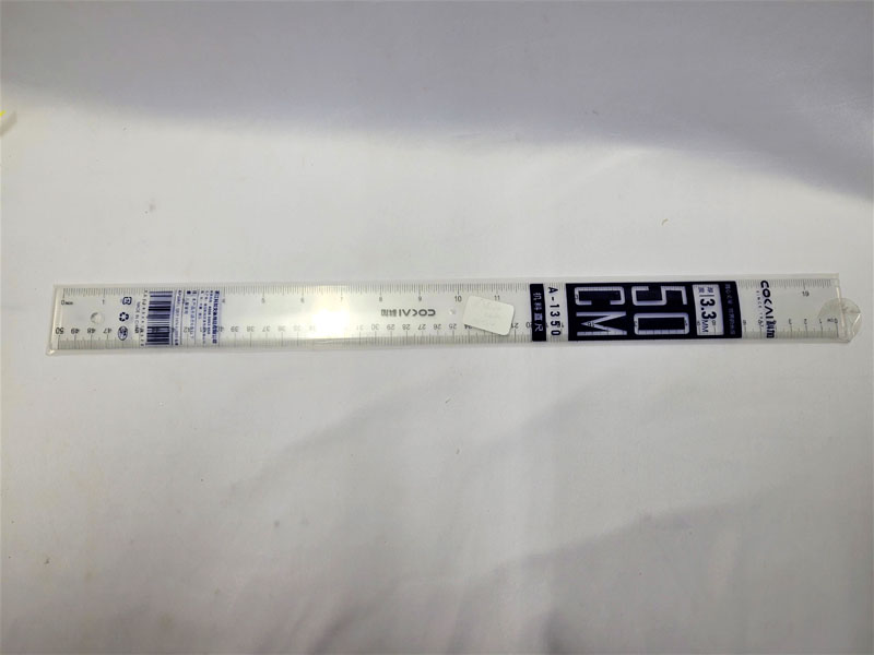 <span style='position: fixed;top: 500px;left: calc( 550px + (100vw - 600px)/2);'></span>
<table width='100%' border='0'>
  <tr>
    <td style='padding: 5px;width: 70%;background-color:#ec0d0d;vertical-align: middle;font-size:35px;height: 102px;border-radius: 20px;'>Cokai  50cm Ruler A-1350</td>
    <td class='watch' align='center' style='position: fixed; background-image:url(assets/price.png);background-size: cover;
    font-size: 45px;
    top: 645px;
    left: calc( 460px + (100vw - 600px)/2);
    width: 245px;
    height: 200px;
    text-align: -webkit-center;
    vertical-align: middle;'><div style='padding-top: 90px;transform: rotate(7deg);'><span>10.00  R</span></div></td>    
  </tr>
</table>